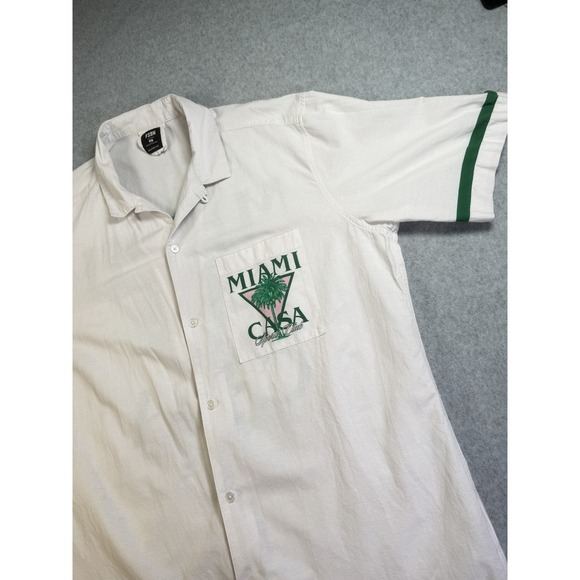 FSBN Other - FSBN Men's L Relaxed Fit Miami Casa Sports Club Button-Down Shirt Off-White